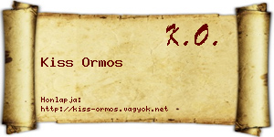 Kiss Ormos névjegykártya